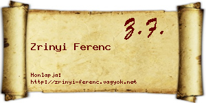 Zrinyi Ferenc névjegykártya